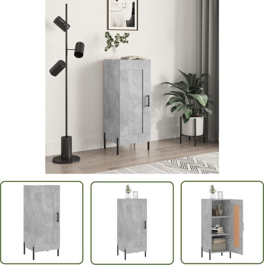The Living Store Dressoir 34 5x34x90 cm bewerkt hout betongrijs Dressoir Meubels Houten Dressoir Grijze Dressoir Vintage Dressoir