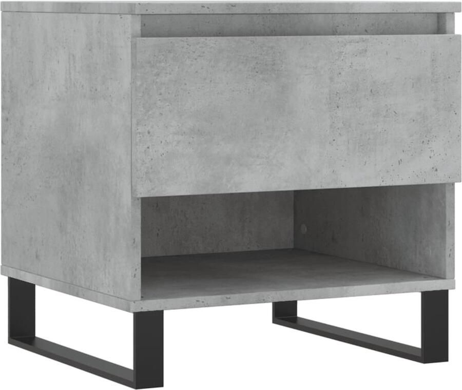 The Living Store Salontafel Basic Betongrijs 50 x 46 x 50 cm Lade en vak Bewerkt hout en metaal Salontafel Beton Grijs Houten Salontafel Bijzettafel Tv Tafeltje