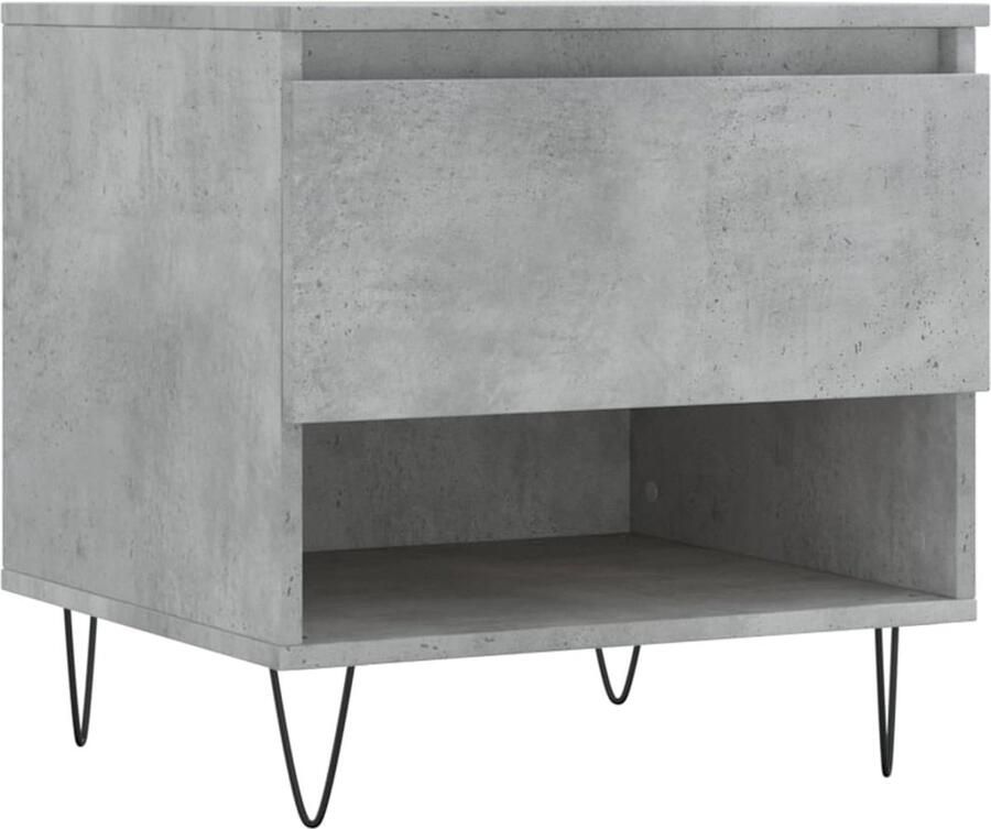 The Living Store Salontafel Betongrijs Bewerkt hout en metaal 50 x 46 x 50 cm Met lade en opbergruimte Salontafel Beton Grijs Houten Salontafel Bijzettafel Design Tafel - Foto 2