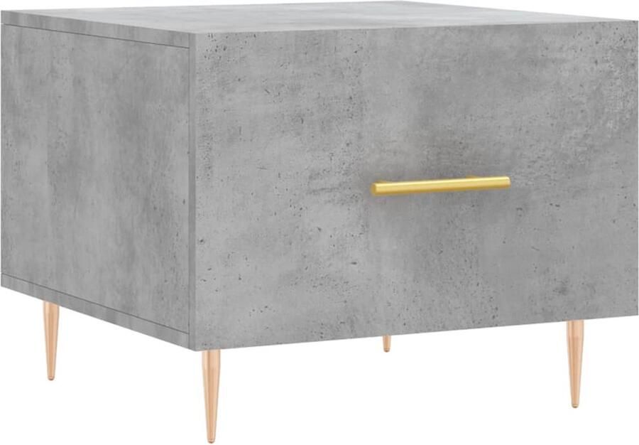 The Living Store Salontafel Betongrijs Hout IJzer 50 x 50 x 40 cm Met lade Salontafel Beton Grijs Houten Salontafel Bijzettafel Koffietafel - Foto 3