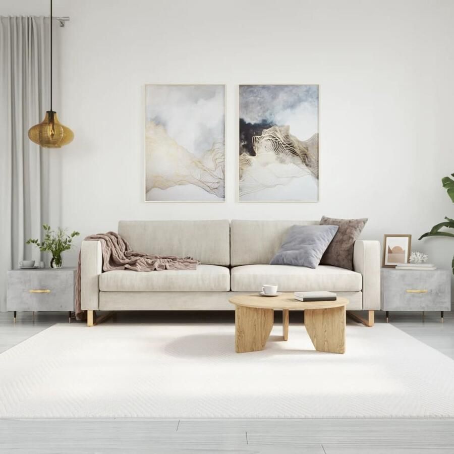 The Living Store Salontafels 2 st 50x50x40 cm bewerkt hout betongrijs Salontafel Beton Look Bijzettafel Koffietafel Houten Salontafel