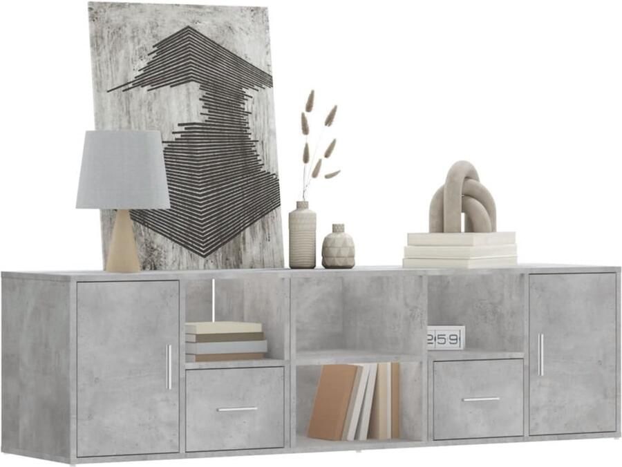 The Living Store Hoekkast 160x40x45 cm bewerkt hout betongrijs Hoekkast Betongrijs Houten Kast Opbergkast Livingroom Furniture - Foto 3