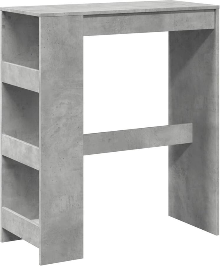 The Living Store Bartafel met rekken 90x40x103 5 cm bewerkt hout betongrijs Bartafel Houten Tafel Keukenmeubilair Opslagoplossing Eetkamerstoel