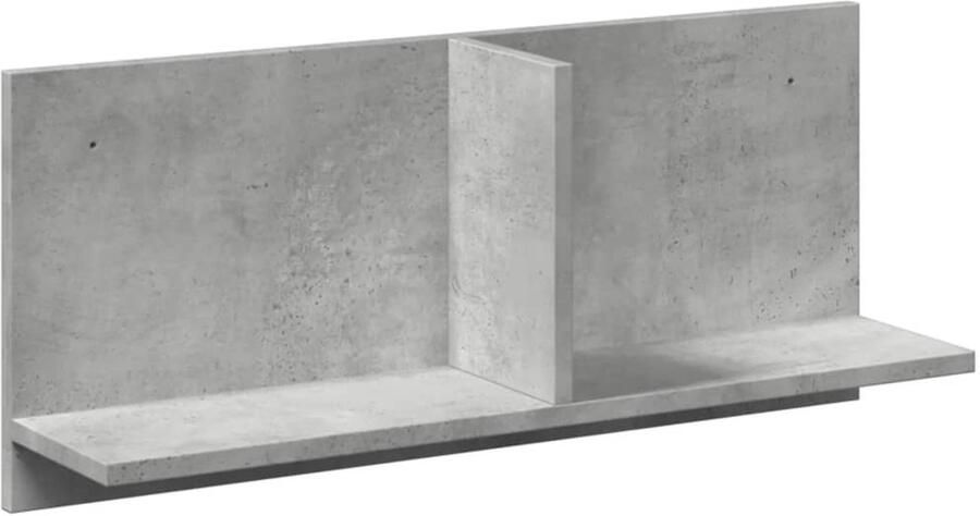 The Living Store Wandkast 70x16 5x30 cm bewerkt hout betongrijs Wandkast Houten Kast Betonnen Grijze Kast Opbergkast Zwevende Kast