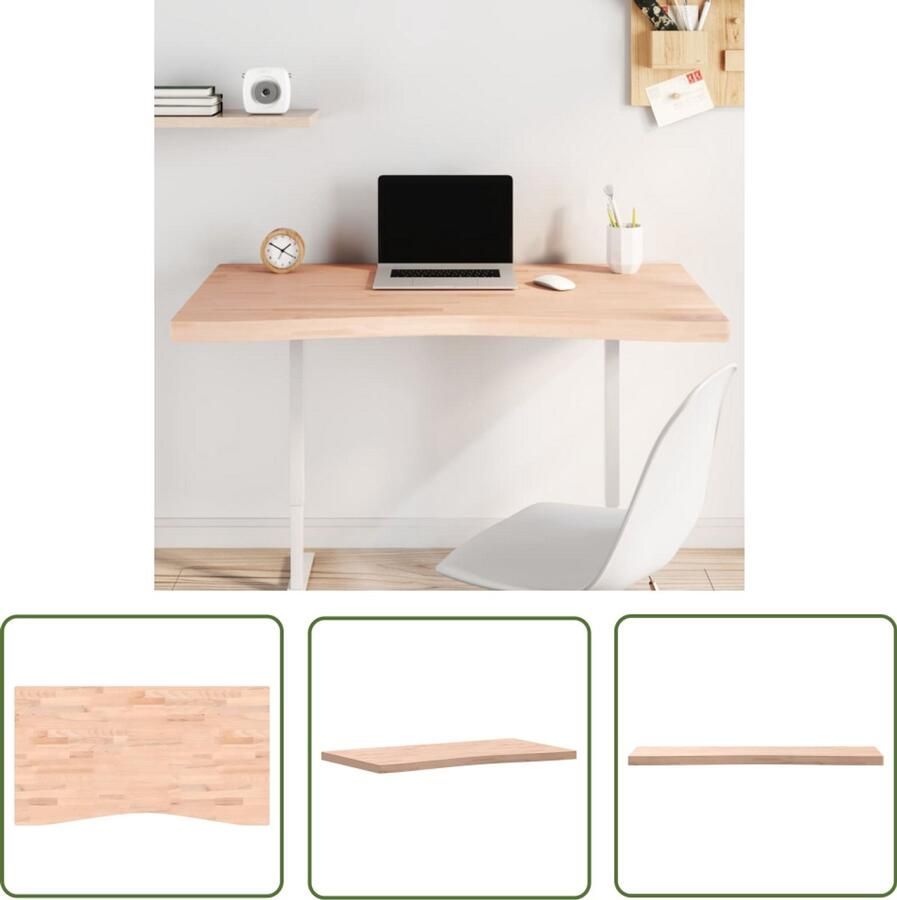 The Living Store Bureaublad 110x(55-60)x4 cm massief beukenhout Bureau Blad Beuken Hout Bureau Kantoor Werkblad
