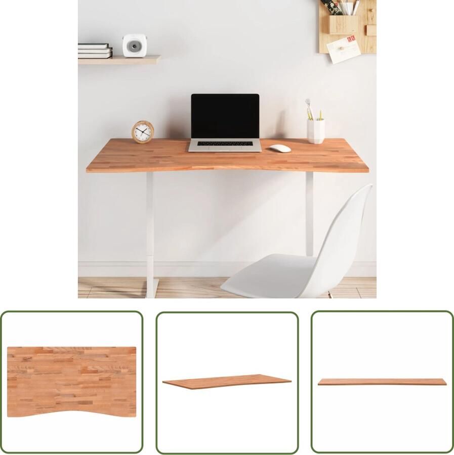 The Living Store Bureaublad 110x(55-60)x1 5 cm massief beukenhout Bureau Blad Beukenhout Massief Hout Werkstation Home Office