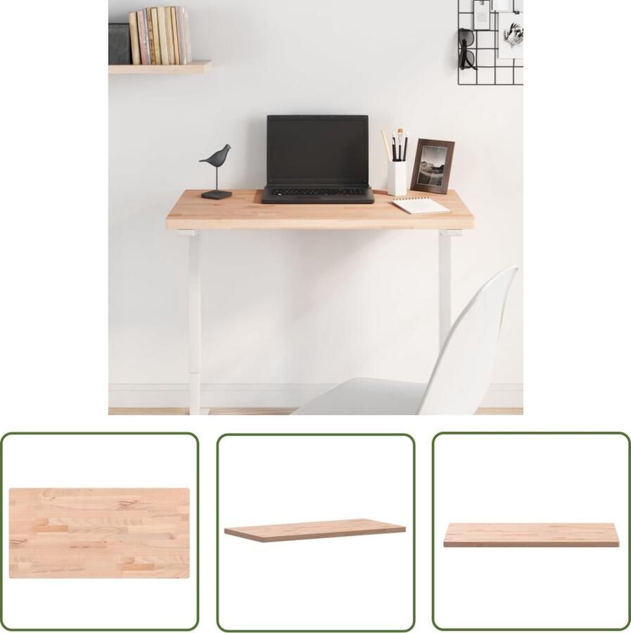 VidaXL Beukenhout Tafelblad Houten Tafelblad rechthoekig 80x40x2 5 cm massief beukenhout Tafelblad Vervangen Salontafel Bijzettafel