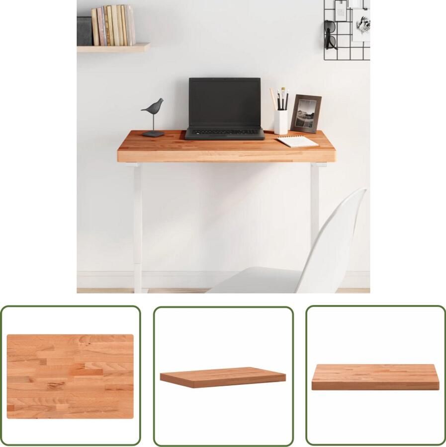The Living Store Tafelblad rechthoekig 80x40x4 cm massief beukenhout Houten Tafelblad Beukenhout Tafelblad Rechthoekig Tafelblad Vervangen Bijzettafel Blad