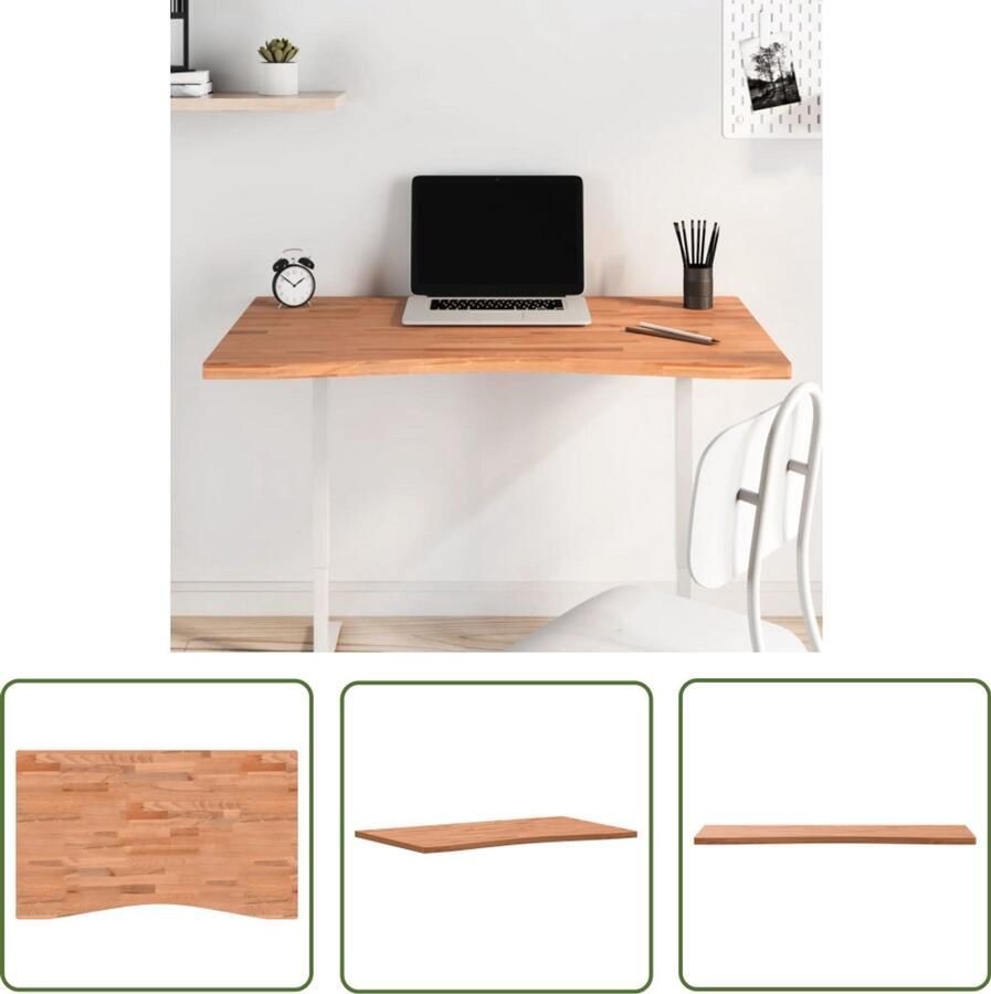 The Living Store Bureaublad 100x(55-60)x2 5 cm massief beukenhout Bureau Blad Beukenhouten Bureau Massief Houten Bureau Schrijfblad