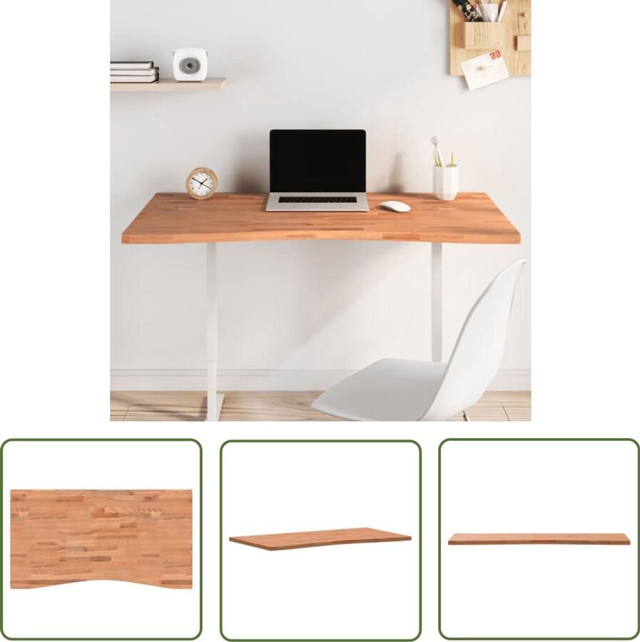 VidaXL Bureaublad 110x(55-60)x2 5 cm massief beukenhout Bureau Blad Beukenhouten Bureau Kantoormeubilair Home Office Schrijfblad