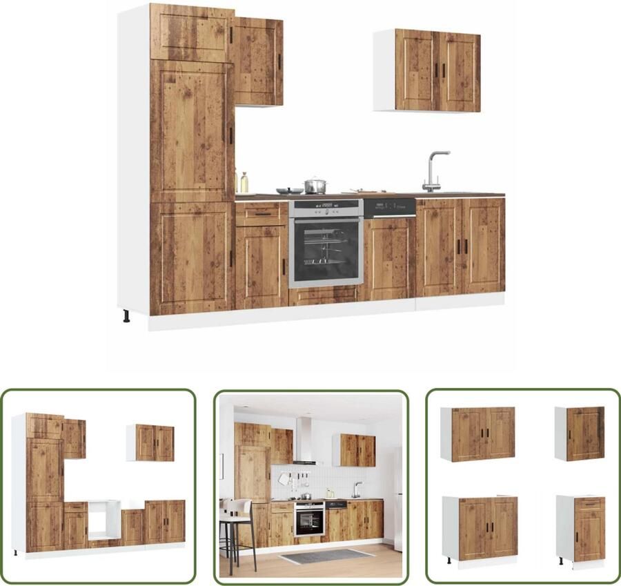 VidaXL Bewerkt Hout Keuken Kast Set 7-delige Keukenkastenset Porto bewerkt hout oud houtkleurig Houten Keukenkasten Opslagoplossing Keuken Kalmar Serie