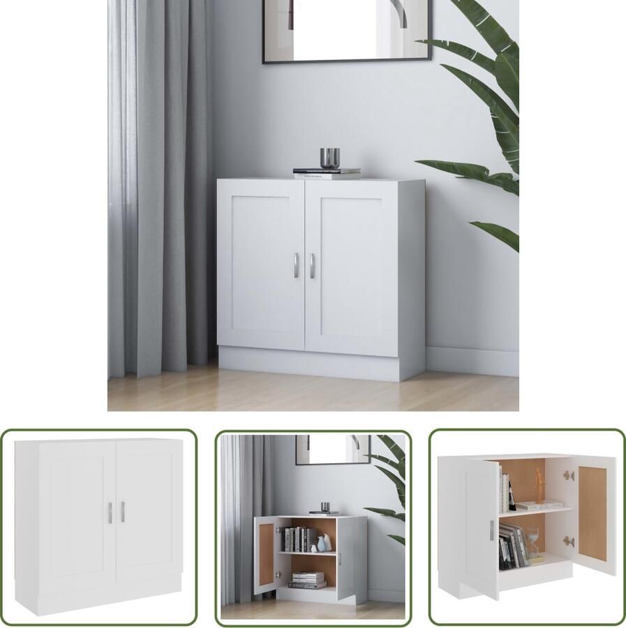 The Living Store Boekenkast Wit 82.5 x 30.5 x 80 cm Stevig en duurzaam Boekenkast Bibliotheek Houten Boekenkast Wit Boekenkast Opbergkast - Foto 2