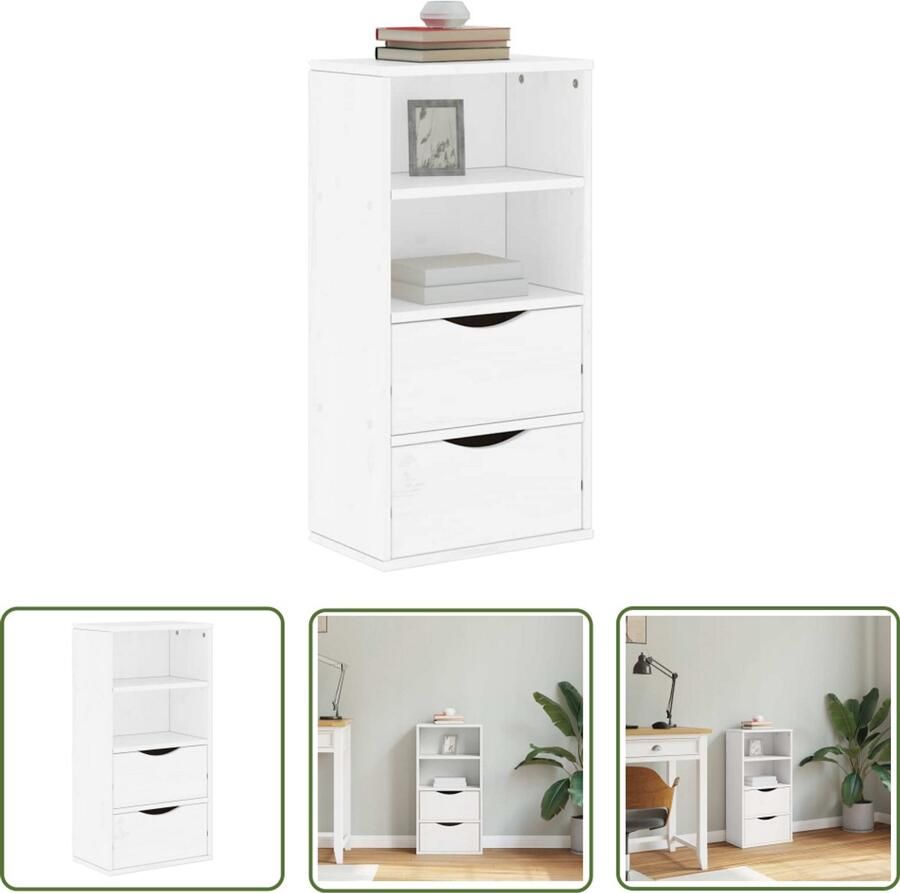 The Living Store Bijzetkast met lades ODDA 40x24x79 cm massief grenenhout wit Bijzetkast Houten Kast Opbergkast Side Table Living Room Furniture