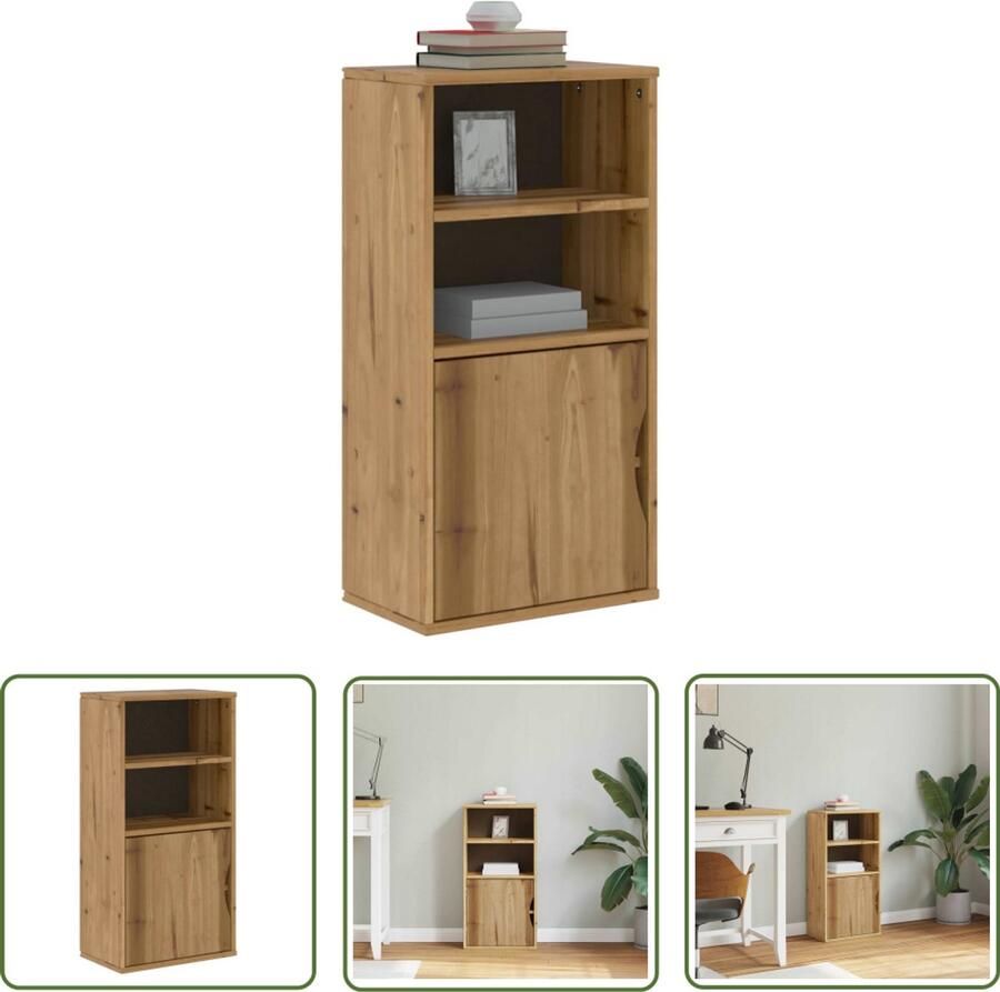 The Living Store Bijzetkast ODDA 40x24x79 cm massief grenenhout Bijzettafel Houten Kast Opbergkast Grenshout Meubilair Vintage Interieur