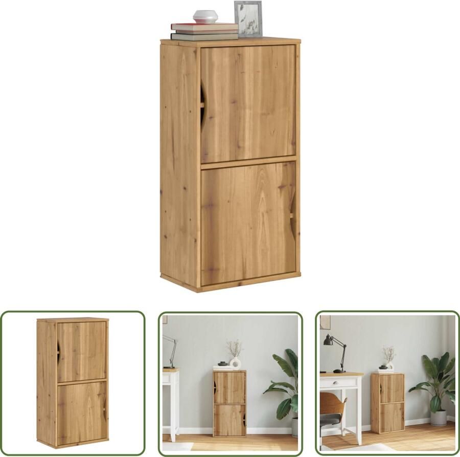 The Living Store Bijzetkast ODDA 40x24x79 cm massief grenenhout Bijzetkast Wood Furniture Grenshout Meubels Vintage Style Landelijke Stijl