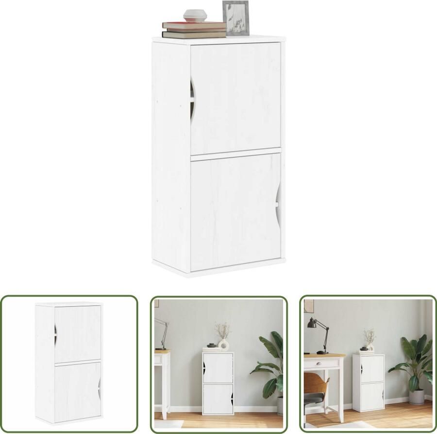 The Living Store Bijzetkast ODDA 40x24x79 cm massief grenenhout wit Bijzettafel Houten Kast Opbergkast Grenoble Meubels Vintage Meubel