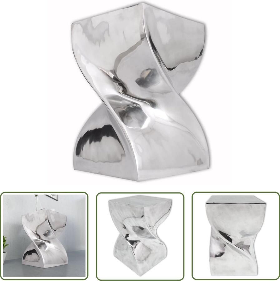 The Living Store Aluminium Bijzettafel 29 x 29 x 46 cm Lichtgewicht en duurzaam Aluminium Tafellaar Bijzettafel Kleine Tafel Woonaccessoires Sidetable