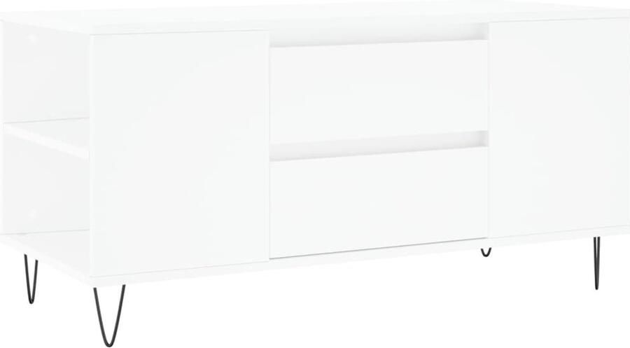 The Living Store Salontafel Trendy Bijzettafel Afmeting- 102 x 44.5 x 50 cm (L x B x H) Ken- Duurzaam hout en metaal Salontafel Bijzettafel Houten Salontafel Witte Salontafel Modern Design