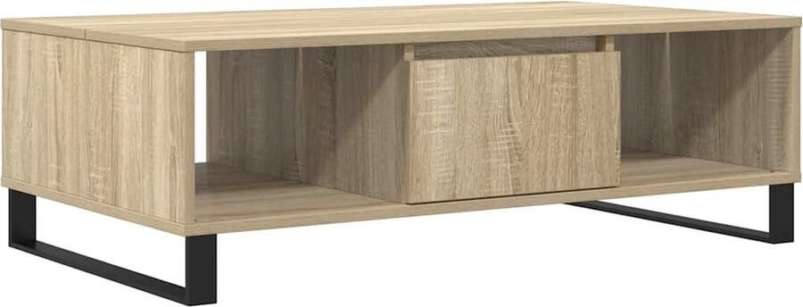 The Living Store Salontafel Sonoma Eiken Bijzettafel met 3 Vakken 104x60x35 cm Salontafel Bijzettafel Houten Salontafel Eiken Salontafel Tv Tafellaar