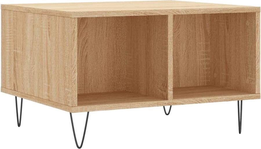 The Living Store Salontafel Sonoma Eiken Bijzettafel 60 x 50 x 36.5 cm Bewerkt hout en metaal Salontafel Bijzettafel Houten Salontafel Eikenhouten Salontafel Design Salontafel