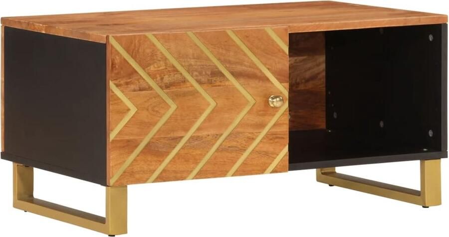 The Living Store Salontafel Mangohout Bijzettafel Massief 80x50x40cm Opbergruimte Salontafel Bijzettafel Mangohout Houten Salontafel Bruine Salontafel