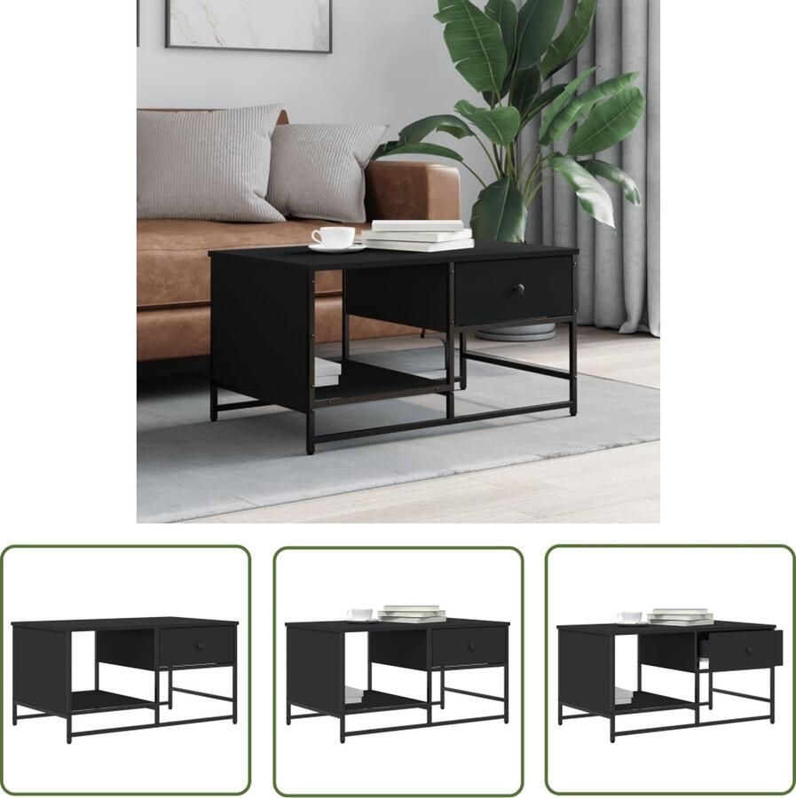 The Living Store Salontafel Trendy Bijzettafel 85.5 x 51 x 45 cm Zwart Salontafel Bijzettafel Houten Salontafel Zwarte Salontafel Moderne Salontafel