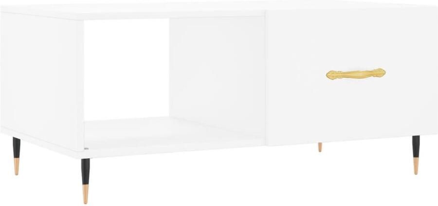 The Living Store Salontafel Bijzettafel 90 x 50 x 40 cm Wit Hout en IJzer Salontafel Bijzettafel Witte Salontafel Houten Salontafel Metalen Salontafel