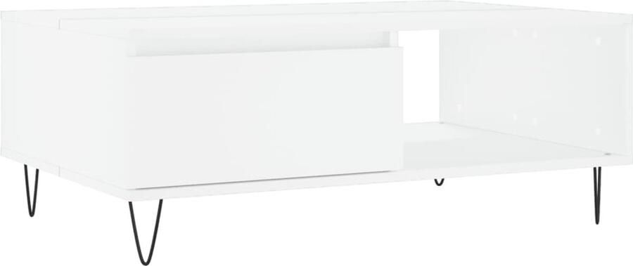 The Living Store Salontafel Mat Wit Bewerkt Hout Bijzettafel van 90x60x35cm Voldoende Opbergruimte Salontafel Bijzettafel Houten Salontafel Witte Salontafel Met Opbergvakken