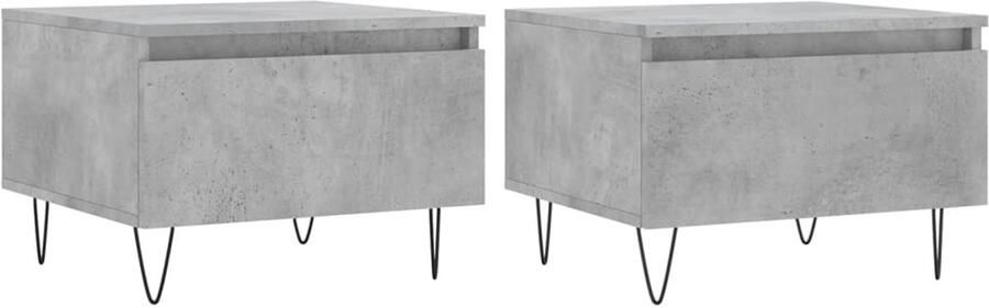 The Living Store Salontafels Betongrijs 50 x 46 x 35 cm Bewerkt hout en metaal Salontafel Bijzettafel Houten Salontafel Beton Grijze Salontafel Salontafeltje