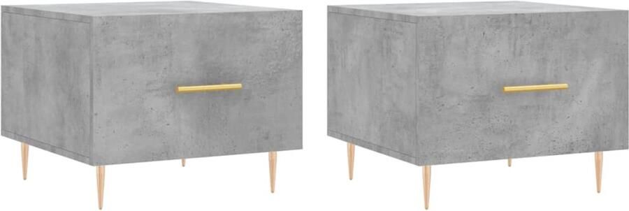 The Living Store Salontafels Betongrijs 50 x 50 x 40 cm Bewerkt hout en ijzer Salontafel Bijzettafel Houten Salontafel Beton Grijze Salontafel Salontafeltje - Foto 4