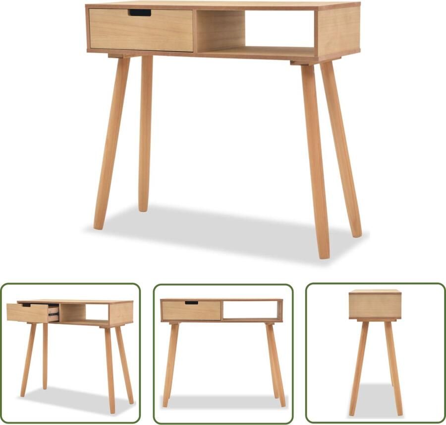 The Living Store Wandtafel 80x30x72 cm massief grenenhout bruin Wandtafel Bijzettafel Tv-meubel Sidetable Grenoble Hout - Foto 2