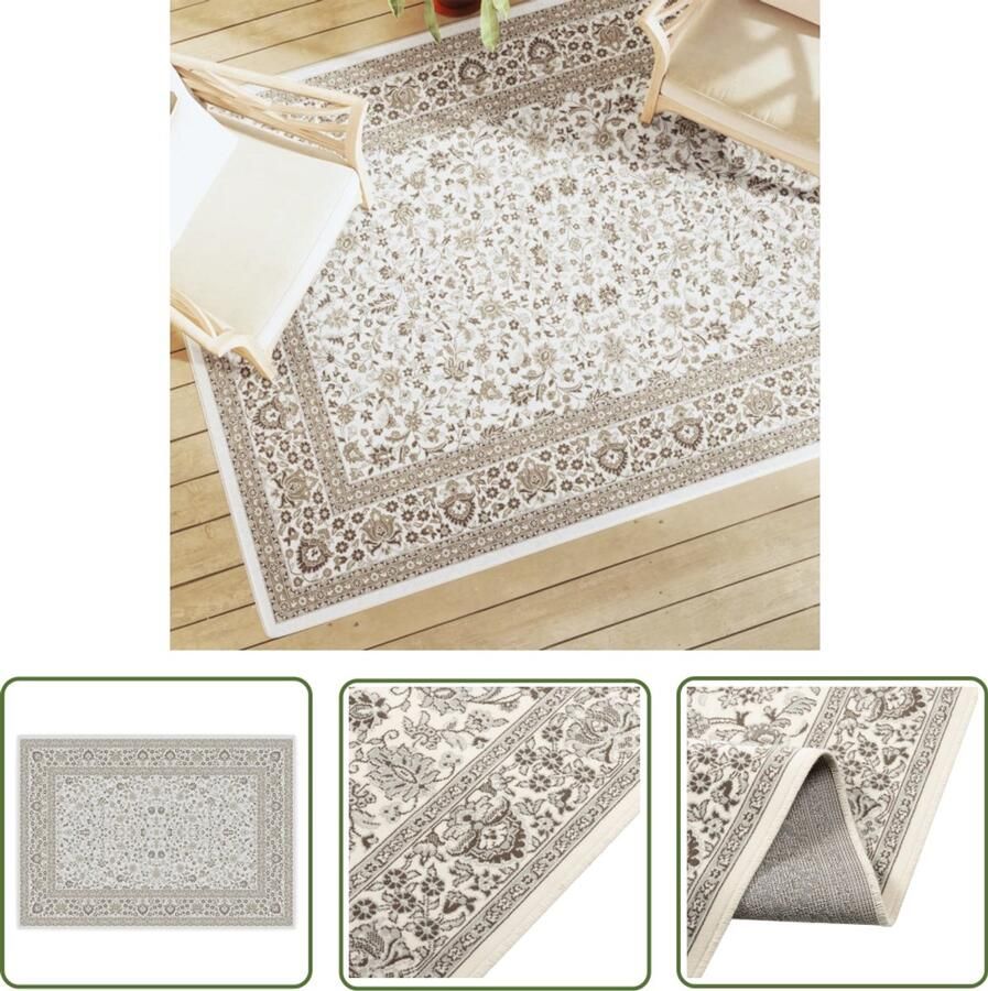 VidaXL Vloerkleed voor binnen buiten laagpolig 160x230 cm meerkleurig Vloerkleed Binnen Buiten Bruin Stof