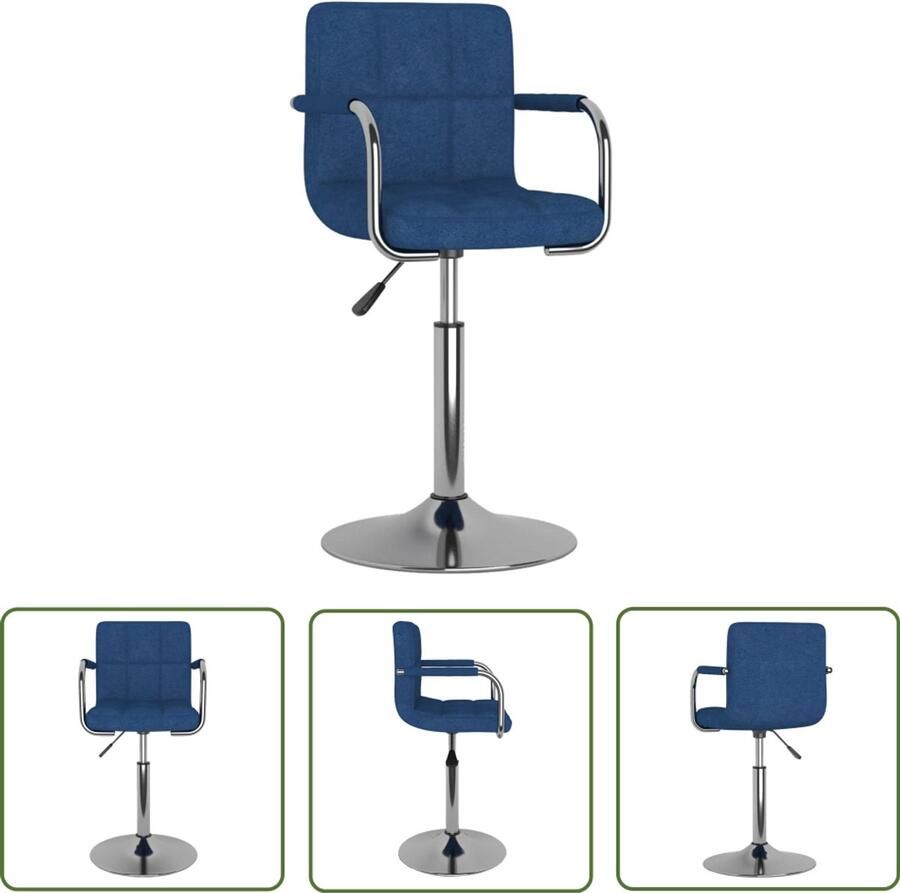 The Living Store Eetkamerstoel stof blauw Eettafel Stoel Blauwe Eetkamerstoel Design Stoel Comfortabele Eetstoel Draaibare Eetstoel