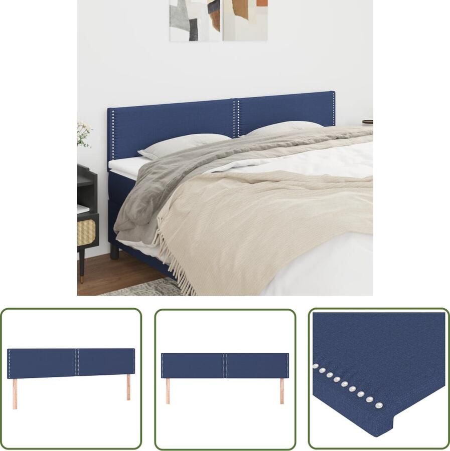 VidaXL Blauwe Hoofdborden Gestoffeerd Hoofdbord Hoofdborden 2 st 80x5x78 88 cm stof blauw Hoofdborden Voor Tweepersoonsbed Comfortabel Hoofdbord Elegant Hoofdbord