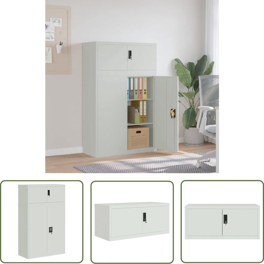 The Living Store Archiefkast Legal Documents Afmetingen- 90 x 40 x 145 cm Lichtgrijs Gepoedercoat staal Verstelbare schappen