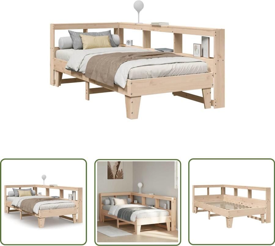 VidaXL Boekenkast Bed Massief Houten Bed met boekenkast zonder matras massief grenenhout 100x200 cm Bed Met Opbergruimte Tweepersoonsbed Slaapkamersdecoratie