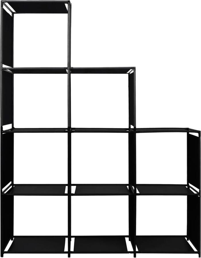 VidaXL Opbergkast trapvormig Zwart 130x45x170 cm Boekenkast Opbergkast Trap Vormig Industrieel Design Zwarte Boekenkast Stoffen Boekenkast