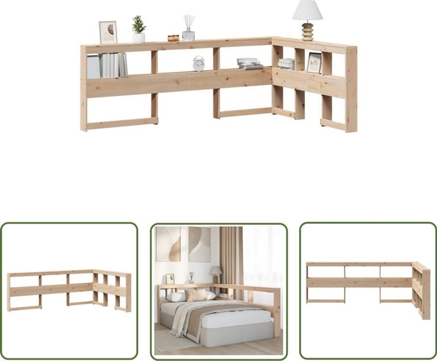 VidaXL Boekenkast Hoofdeinde L-vormig 120 cm massief grenenhout Boekenkast Hoofdeinde Slaapkamer Massief Hout Grenen