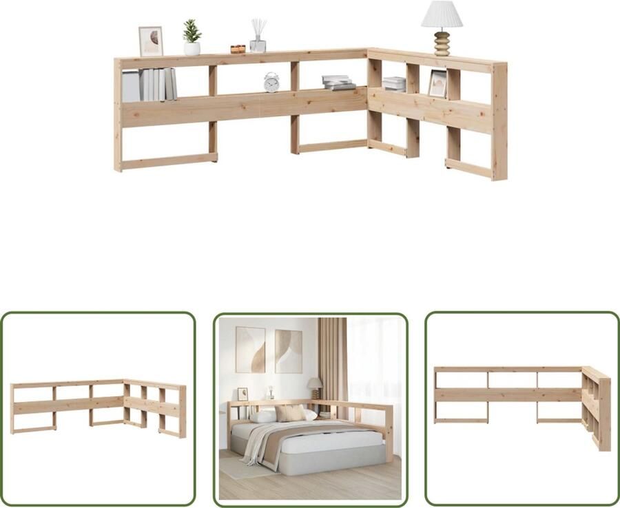 VidaXL Boekenkast Slaapkamer Hoofdeinde Boekenkast Hoofdeinde L-vormig 160 cm massief grenenhout Houten Hoofdeinde Massief Grenenhout Slaapkamervlooring