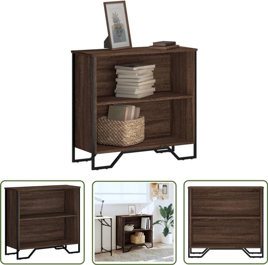 The Living Store Boekenkast 80x31x74 5 cm bewerkt hout bruin eikenkleur Boekenkast Boekenplank Vintage Boekenkast Bruine Eiken Kleur Industriële Boekenkast