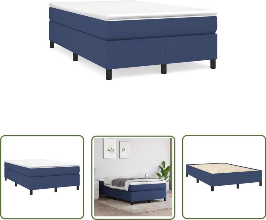 VidaXL Boxspring Bed Boxspring met matras stof blauw 120x190 cm Boxspring Kopen Tweepersoons Bed Frame