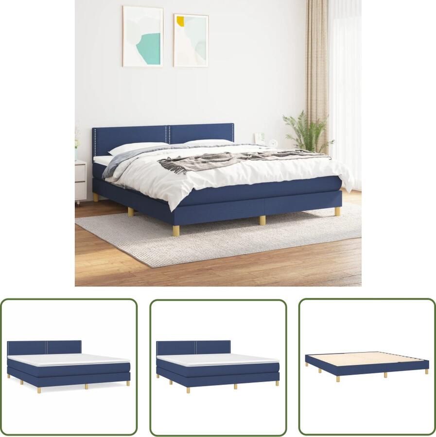 The Living Store Boxspring Bed Blauw 203 x 180 x 78 88 cm Pocketvering Matras Middelharde Ondersteuning Huidvriendelijk Topmatras Boxspring Bed Boxspring Tweepersoonsbed Slaapcomfort Pocketed Spring Mattress