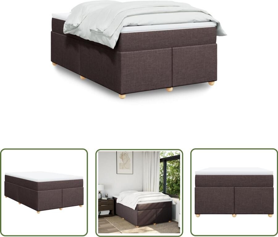 VidaXL Boxspring met matras stof donkerbruin 120x200 cm Boxspring Bed Donkere Bruine Boxspring Tweepersoons Boxspring Matras