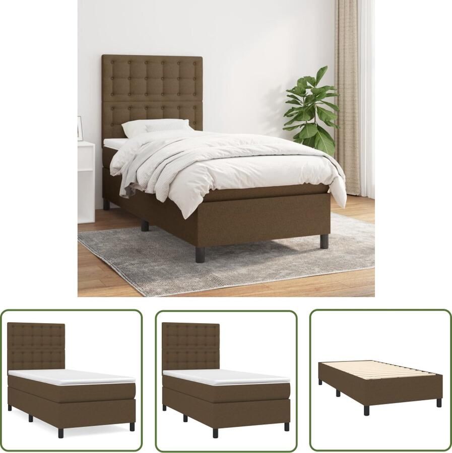 The Living Store Boxspring Bed Pocketvering 80x200 cm Donkerbruin Boxspring Bed Boxspring Donkere Bruine Bed Tweepersoons Bed Pocketed Spring Mattress