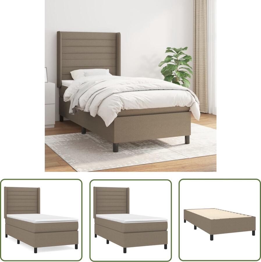 The Living Store Boxspring Bed Taupe 203x103x118 128 cm Pocketvering Matras Middelharde Ondersteuning Huidvriendelijk Topmatras Inclusief Montagehandleiding Boxspring Bed Boxspring Tweepersoonsbed Taupe Bed Stapelbare Bed