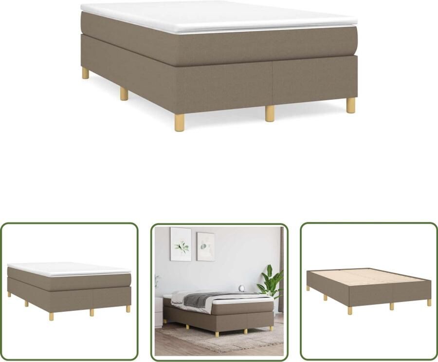 VidaXL Boxspring Bed Boxspring met matras stof taupe 120x190 cm Slaapcomfort Taupecolor Tweepersoonsbed