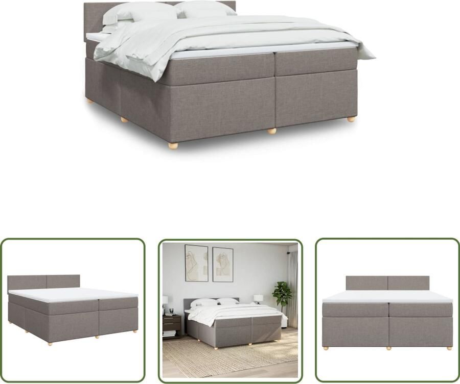 VidaXL Boxspring Bed Boxspring met matras stof taupe 200x200 cm Slaapcomfort Matras Pocketveringmatras