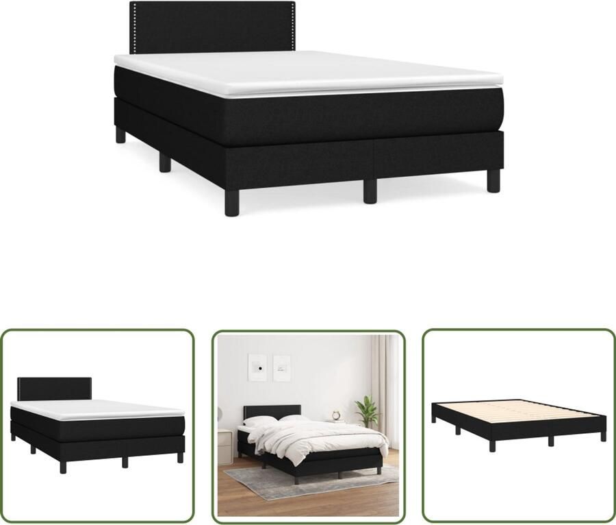 VidaXL Boxspring Bed Boxspring met matras stof zwart 120x190 cm Slaapcomfort Boxspring Kopen Tweepersoons Bed