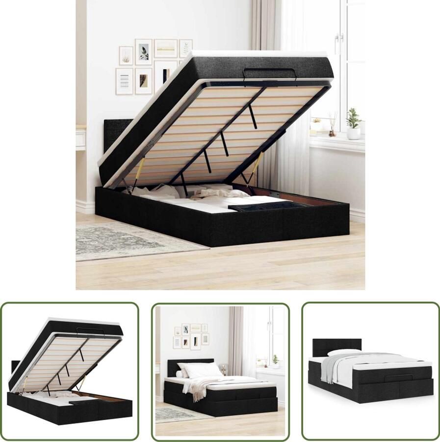 VidaXL Boxspring Bed Frame Bed met matras 120x190 cm stof zwart Slaapcomfort Tweepersoonsbed Stapelbaar Bed