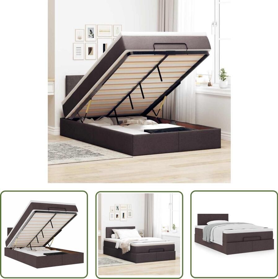 VidaXL Bed met matras 120x200 cm stof donkerbruin Bed Frame Boxspring Tweepersoonsbed Slaapcomfort Pocketvering